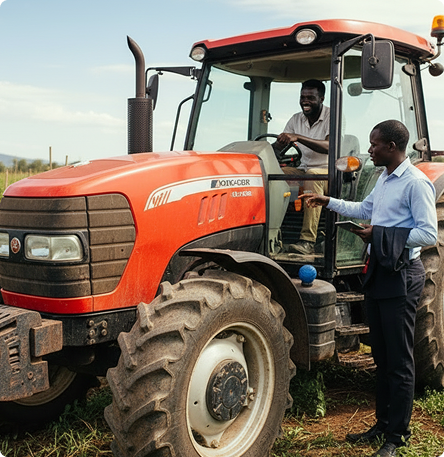 Tracteur avec les agriculteurs