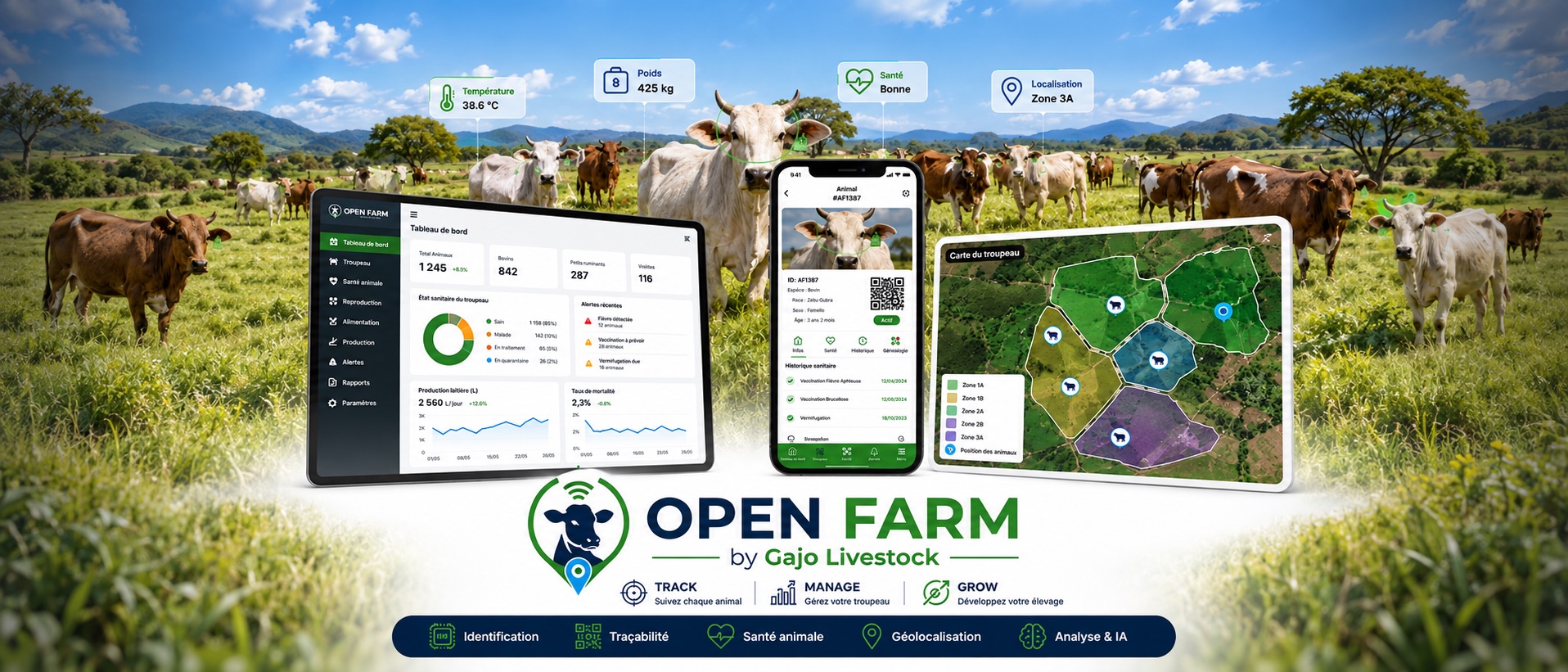 Aperçu de l'application mobile Open Farm